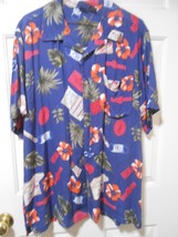 Mens Sz M oversized Cherokee Hawaiian Style 100% rayon Shirt EUC w/ pocket  - £10.24 GBP