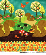 Forest Animals Fabric Michael Miller Nuts for Dinner Panel  19&quot; x 44&quot; Sq... - €21,41 EUR