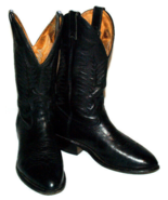 BOULET 9502 Black Leather Cowboy Boots - Size 7.5 - $92.75