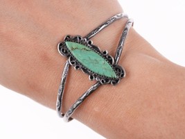 6.5&quot; Vintage Navajo sterling and turquoise bracelet - £93.63 GBP