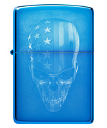 Zippo Lighter - American Skull High Polish Blue  - 48739 - $34.36