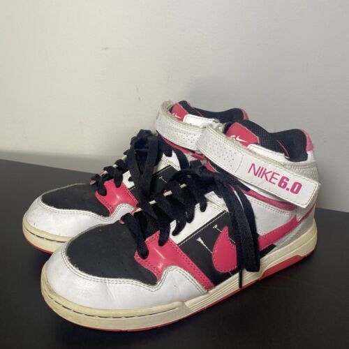 Primary image for Nike 6.0 Air Mogan Mid Pink + White High Tops Kids 6Y Women’s 7.5 - 442446-100