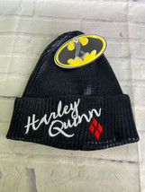 DC Comics Batman Harley Quinn Logo Shiny Wet Look Knit Beanie Hat Cap Adult OSFM - £16.35 GBP