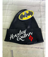 DC Comics Batman Harley Quinn Logo Shiny Wet Look Knit Beanie Hat Cap Ad... - £16.46 GBP