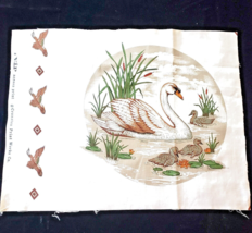 Swan and Babies Quilt Craft Sewing Pillow Panel 12.5&quot; x 16&quot; Cranston VIP Print - £5.50 GBP