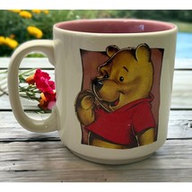 Vintage Disney Winnie the Pooh Coffee Mug Cup 90s Portrait Pink White - £11.16 GBP