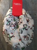 Christmas Infinity Loop Scarf Penguins White New. - £15.78 GBP