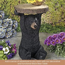 Realistic Detail Rustic Black Bear Home Accent Side Table Sculpture Statue Decor - £148.43 GBP