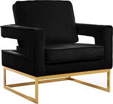 Meridian Furniture Modern | Contemporary Black Velvet Upholstered Accent Chair,  - £370.53 GBP