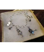 Bracelet, Mother Goose, assorted pewter charms, silverplated bracelet  O... - $20.00