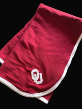 OU Baby Receiving Blanket Thick Knit Oklahoma Sooners Red &amp; White Rare 29&quot;x34&quot; - £37.54 GBP