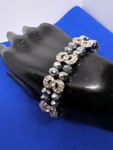 Womens Costume Jewelry Bracelet By Nicole Beaded Stretch Glass Jewels Silver NWT - £11.71 GBP