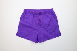 Vintage 90s Reebok Mens Medium Spell Out Above Knee Soccer Shorts Baggies Purple - £42.80 GBP