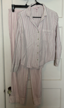 Victoria’s Secret Pink and White Striped Pajama Set Size M - $20.10