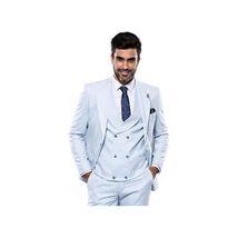 Men 3pc European Vested Suit WESSI J.VALINTIN Extra Slim Fit JV14 Sky Bl... - $104.99