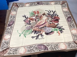 Carlisle 100% Silk Beach Shells Coral Seahorses Scarf - 33x33” - $24.74
