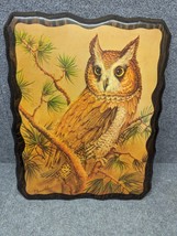 Great Horned Owl by Bradley Art Print on Wooden Plaque Lacquer 15 x 17 - $19.75