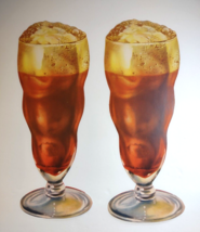 2 Chocolate Ice Cream Soda Floats Vintage Diecuts Paper Signs Original 1... - $8.90