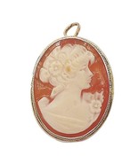 STERLING SILVER VINTAGE VERMEIL SHELL CAMEO BROOCH PENDANT - $420.74 CAD