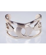 Modernist Symmetrical Design Wide Sterling Silver Cuff Bracelet by WM - £270.27 GBP