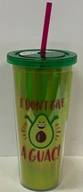 &quot;I Don&#39;t Give A Guac&quot; Avocado Theme Novelty Reusable 24 Oz Cup W. Straw Bpa Free - £10.12 GBP