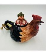 Tracy Porter Stoneware Rooster &amp; Carrots Tea Pot 5in Stonehouse Farm Col... - £28.65 GBP
