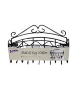 Key Rack Mail Holder Black Matte Metal Kitchen Office Organizer Wall Mou... - $12.86