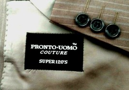Pronto Uomo Couture Super 120&#39;s 43R Pinstripe Wool Sport Coat Suit Jacke... - £8.51 GBP