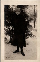 RPPC Young Lady Miriam Fackler in Snow Scene Real Photo c1910 Postcard W1 - £9.23 GBP