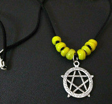 Necklace with Pentagram Pendant Vintage Glass Handmade Trade beads Men o... - $17.00