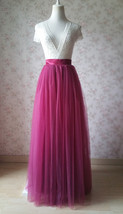 Fuchsia Tulle Maxi Skirt Wedding Guest Plus Size Floor Length Tulle Skirt Outfit image 5