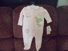 Snuggable and Huggable Pink Striped Sleeper Size 6-9 months Girls NEW LA... - $13.14