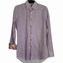 Paul Smith London Dress Shirt Size 15/38 Purple White Dots Contrast Cuff... - $29.69