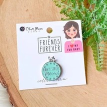 Cat Collar Dangle Charm &quot;Don&#39;t Stress Meowt&quot; Me Out Teal Silver Pet Kitt... - $12.68
