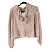 Wallflower Womens Hoodie Velour Soft Cropped Scrunchie Light Pink XL - £9.90 GBP