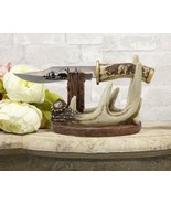 Western Rustic 8 Point Buck Stag Deer Antlers Display With Bear Sculpted... - $54.69 CAD