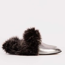 The Izmir Silver Leather Natural Fur Women Slipper image 4