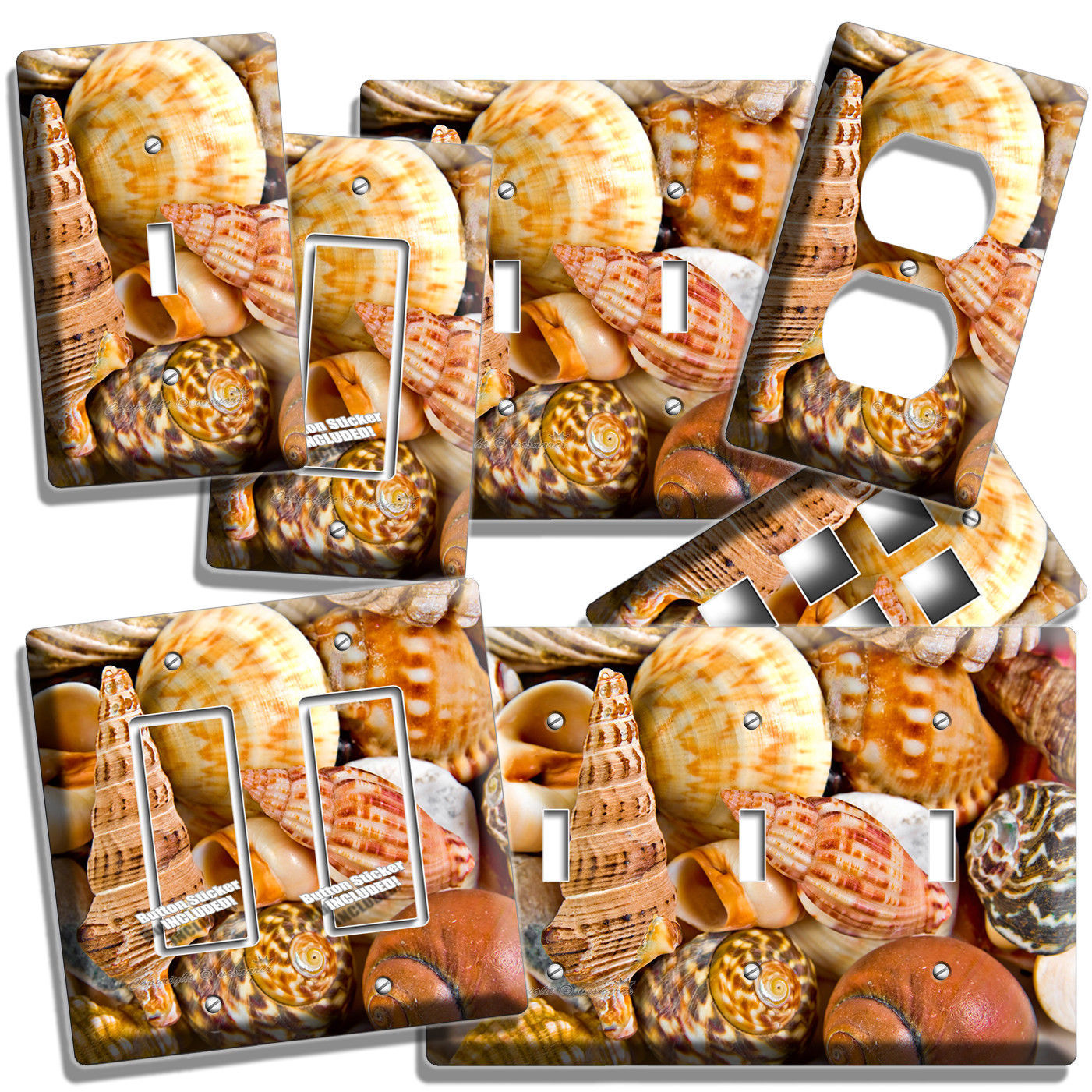 SEA SHELLS SUMMER OCEAN BEACH LIGHT SWITCH OUTLET WALL PLATE BATHROOM ROOM DECOR