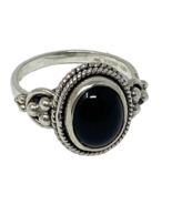 Black Onyx and Sterling Silver Ring from QVC, India, Size 6 - $33.24