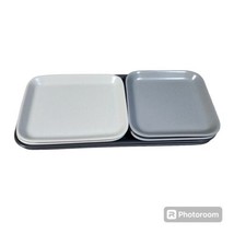 IKEA 3 pc  Serving Platters Plates Gray White Black Porcelain Stacking Appetizer - £27.69 GBP