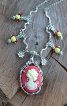 Cameo necklace, Victorian necklace, Victorian Cameo necklace, silver, re... - $38.99