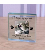 Cat Memorial, Personalised Photo Engraved Glass Block Paperweight, Cat L... - £11.97 GBP