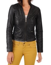 Women Leather Jacket Slim fit Biker Motorcycle Genuine Lambskin Jacket W... - $117.50