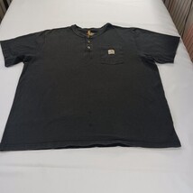Carhartt K84 BLK Men's Black Henley Cotton Pocket Shirt Short Sleeve Size 2XL image 12