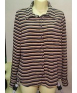 multicolor stripes button down top womens shirt size small long sleeve l... - £5.58 GBP