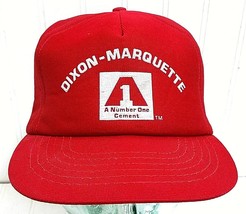 Vtg Red Snapback Hat DIXON-MARQUETTE #1 Cement Advertising Ball Cap Adju... - £33.87 GBP