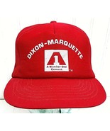 Vtg Red Snapback Hat DIXON-MARQUETTE #1 Cement Advertising Ball Cap Adju... - £34.11 GBP