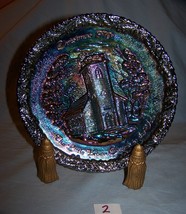 Vintage Fenton Iridescent Carnival Glass Plate-Christmas 1970-No. 1-Church - $27.70