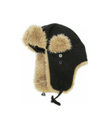 Trapper Hat  Unisex Black Faux Fur Warm Winter Aviator Hunting Flier war... - $27.15 CAD