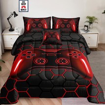 6 Pieces Bed In A Bag For Boys Bedding Sets Queen Size,Gamer Comforter S... - £82.69 GBP